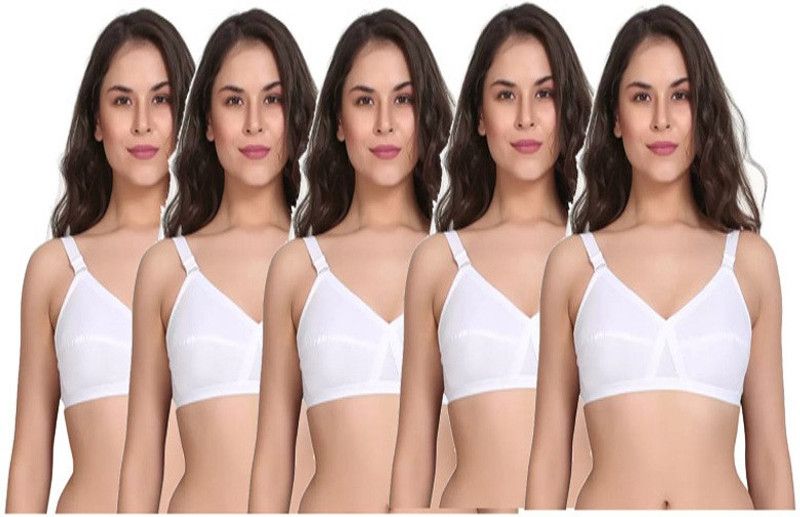Pack of 5 Women Everyday Non Padded Bra  (White)