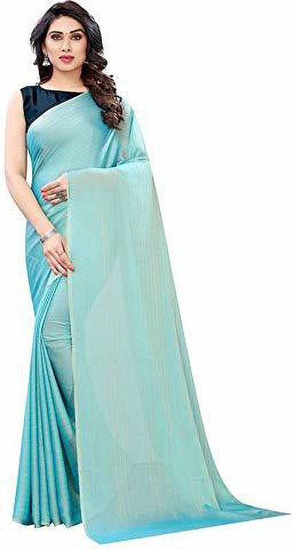 Self Design Daily Wear Satin Saree  (Light Blue)