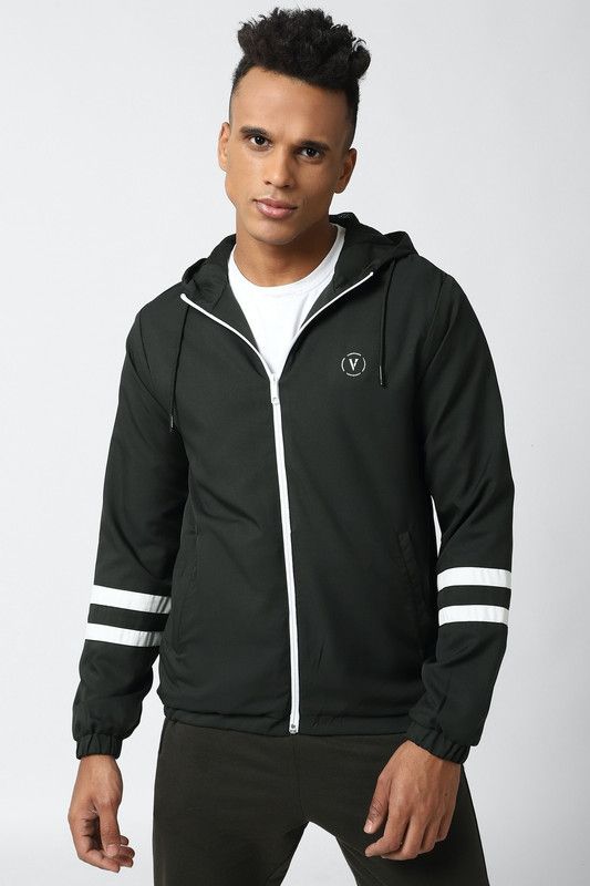 Men Solid, Striped Casual Jacket