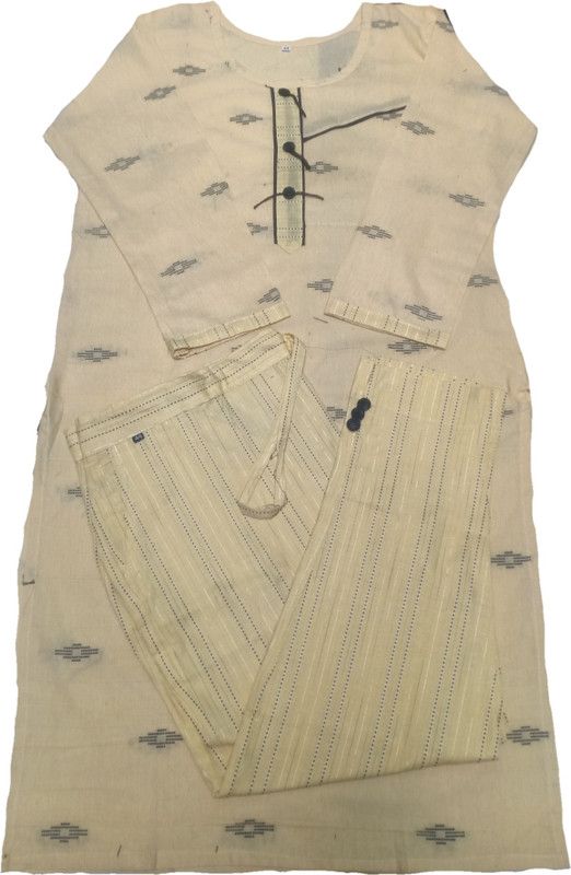 Pack of 2 Women Printed Khadi Cotton A-line Kurta  (Beige)
