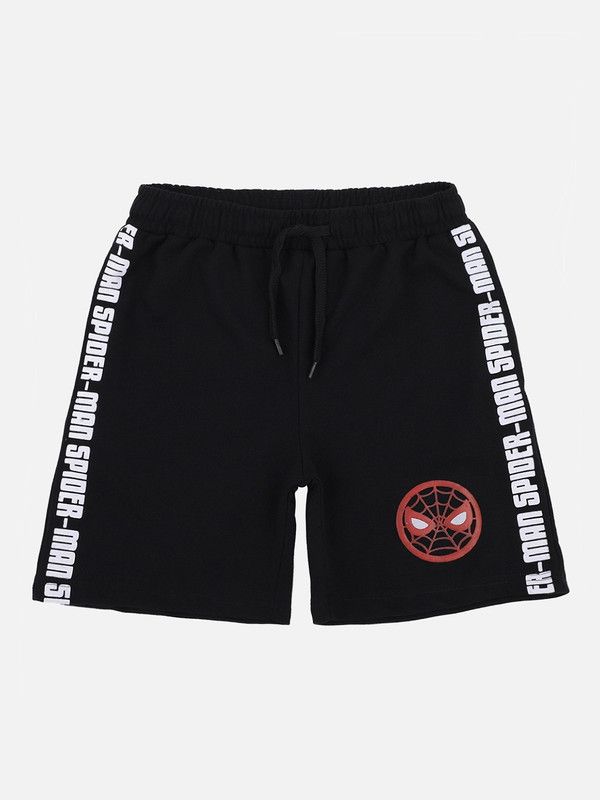 SPIDERMAN Short For Boys Casual Printed Pure Cotton  (Black, Pack of 1)