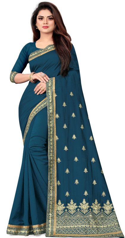 Self Design, Embroidered, Solid/Plain Bollywood Art Silk Saree  (Light Green)