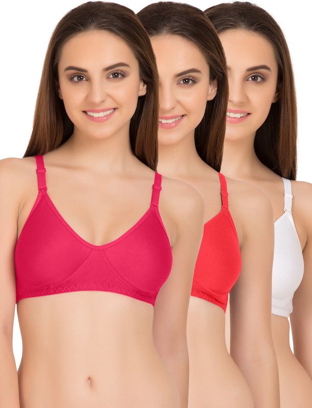 Pack of 3 Women T-Shirt Non Padded Bra  (White, Pink)