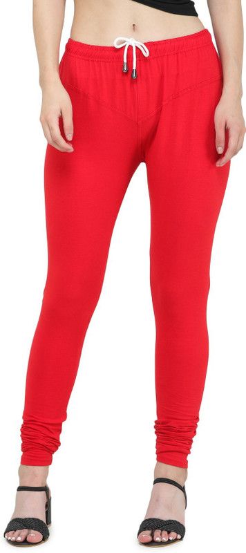Femies Churidar Ethnic Wear Legging  (Red, Solid)