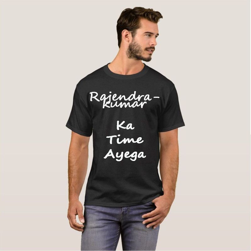 Rajendrakumar Apna Time Ayega V13 Men Printed Round Neck Cotton Blend Black T-Shirt