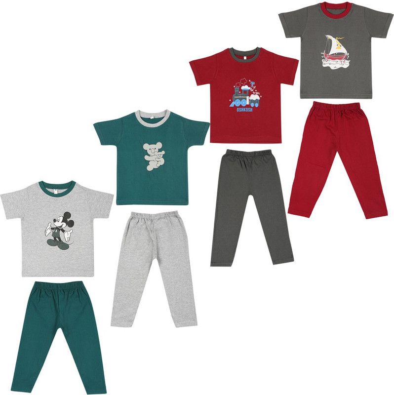Boys & Girls Mickey Casual T-shirt Pant  (Multicolor)
