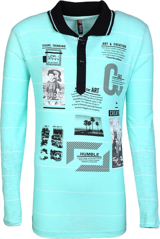 Boys Printed Pure Cotton T Shirt  (Light Green, Pack of 1)