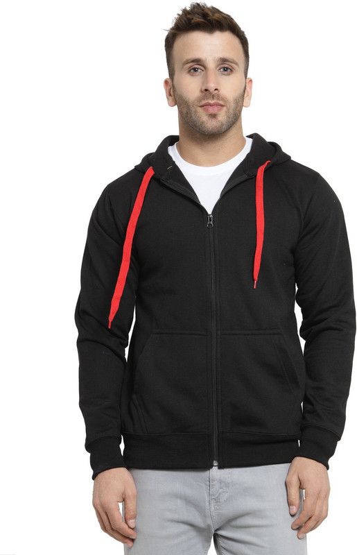 Men Full Sleeve Solid Hooded Sweatshirt