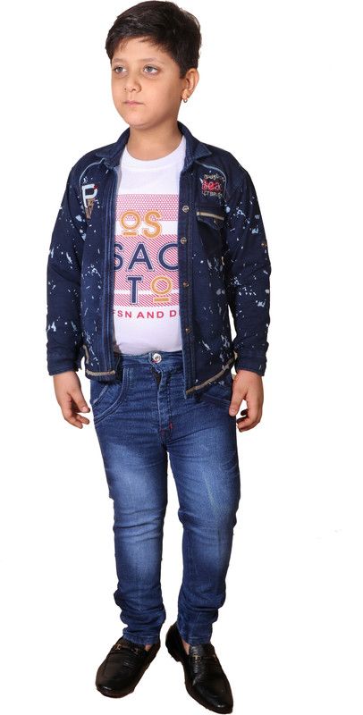 Boys Casual Jacket Pant  (Multicolor)