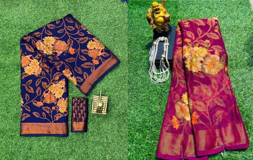 Floral Print Maheshwari Brasso Saree  (Pack of 2, Multicolor)
