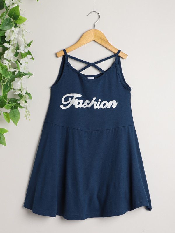 Above Knee Casual Dress  (Dark Blue, Sleeveless)