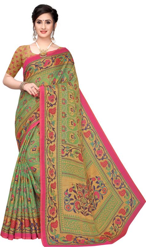 Woven Bollywood Brasso Saree  (Light Green)