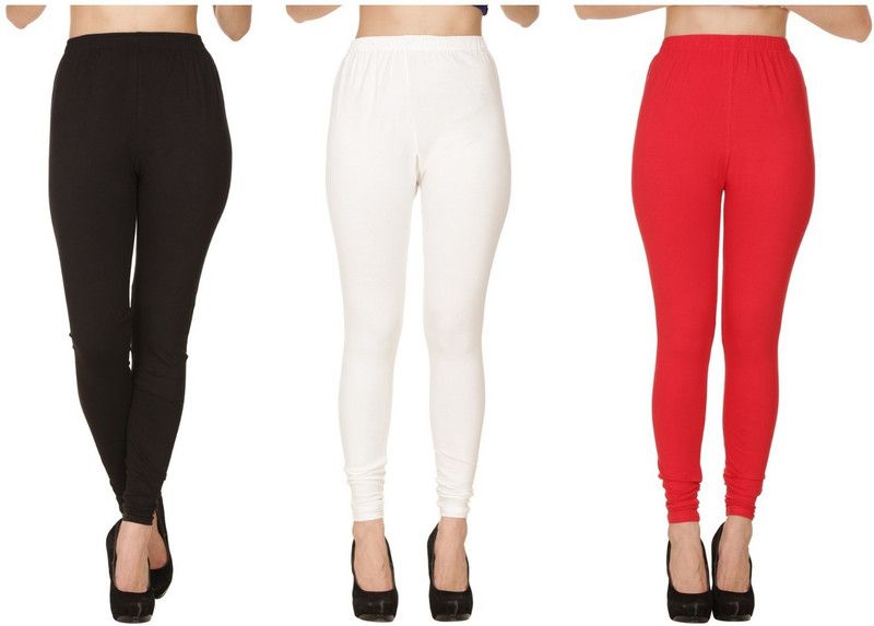 BuyNewTrend Churidar Ethnic Wear Legging  (Black, White, Red, Solid)