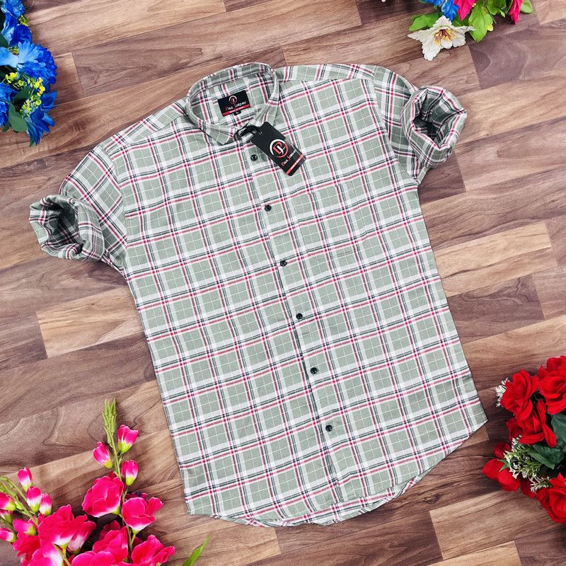 Men Checkered Casual Grey Shirt