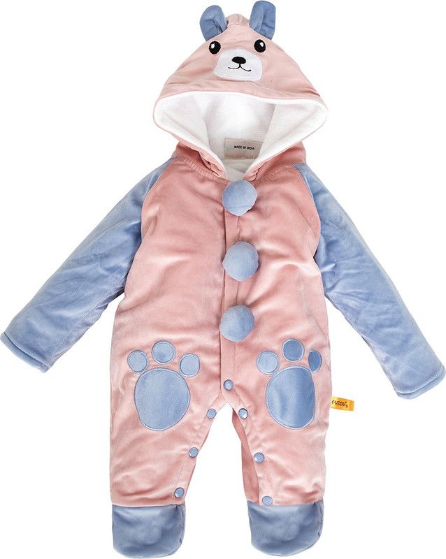 Romper For Baby Boys & Baby Girls Casual Self Design Velvet  (Pink, Pack of 1)