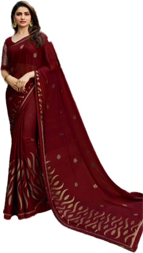 Self Design Bollywood Jacquard Saree  (Maroon)