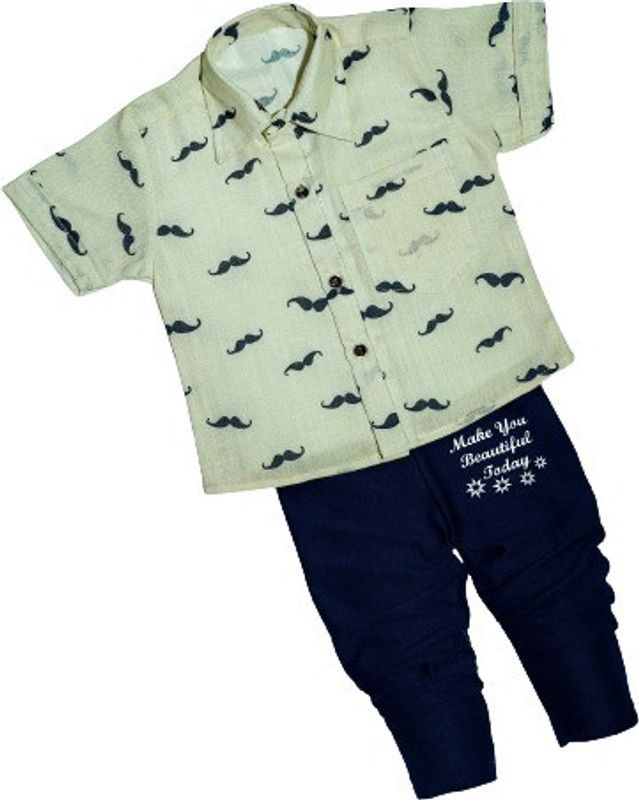 Baby Boys Cotton Blend Shirt & Waistcoat Set  (Pack of 1)