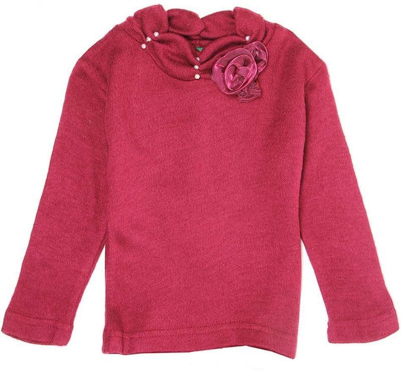 Girls Acrylic Blend Sweater Top  (Pink, Pack of 1)