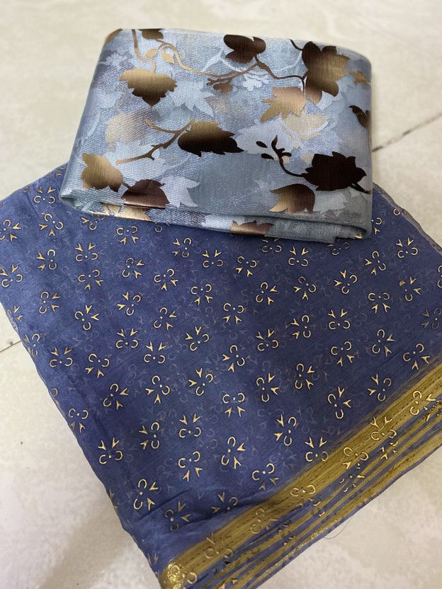Woven Daily Wear Chiffon Saree  (Grey)