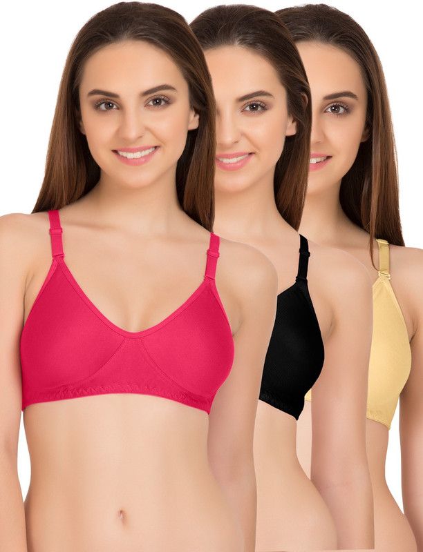 Pack of 3 Women T-Shirt Non Padded Bra  (Pink, Black, Beige)