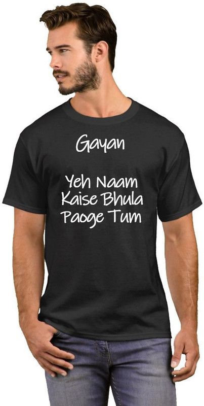 Gayan Ye Naam Kaise bhula paoge tum Men Printed Round Neck Cotton Blend Black T-Shirt