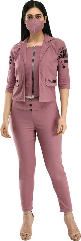 Women Lycra Blend Ethnic Jacket and Trouser Set