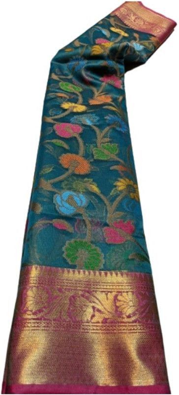 Embroidered Assam Silk Cotton Blend Saree  (Multicolor)