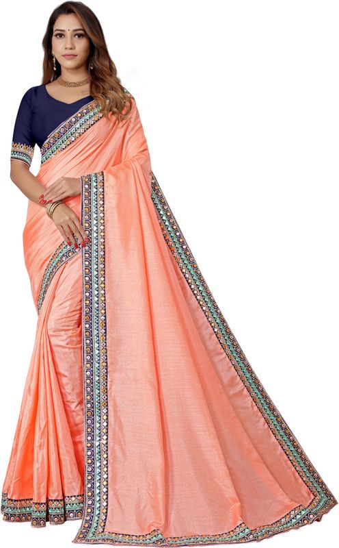 Embroidered Daily Wear Cotton Silk Saree  (Pink)
