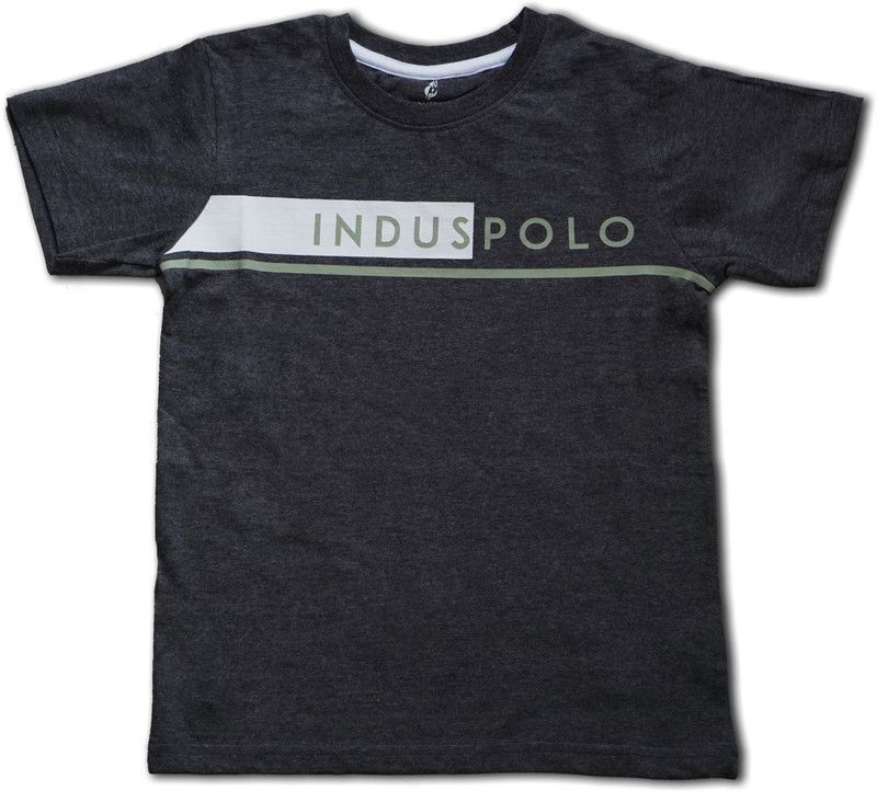 Boys Geometric Print Cotton Blend T Shirt  (Grey, Pack of 1)