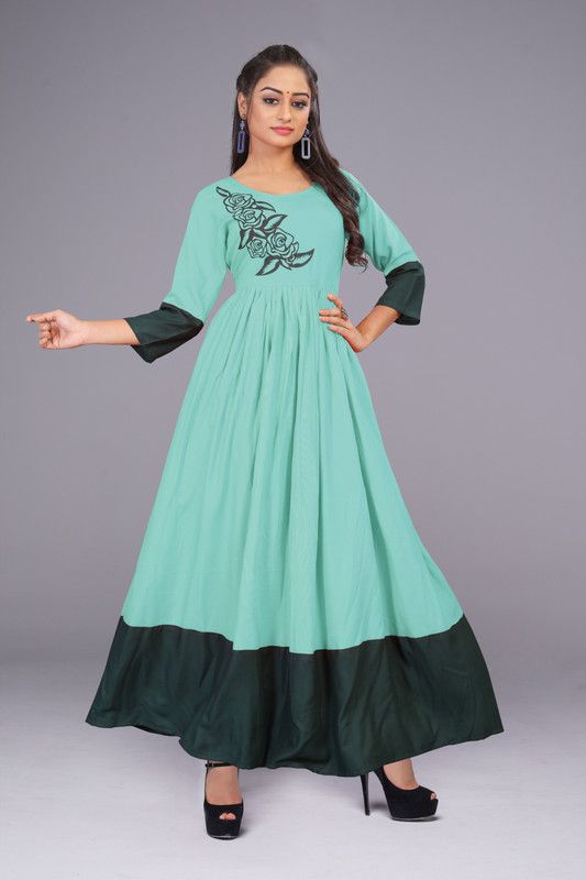 Women Solid Viscose Rayon Anarkali Kurta  (Multicolor)