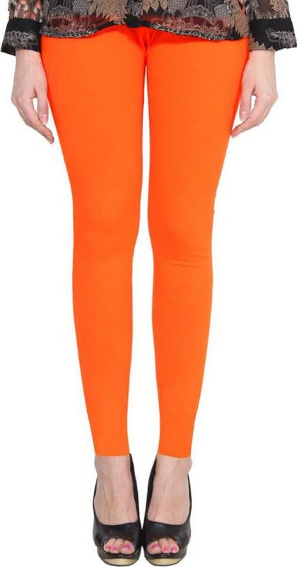 KEX Ankle Length Ethnic Wear Legging  (Orange, Solid)