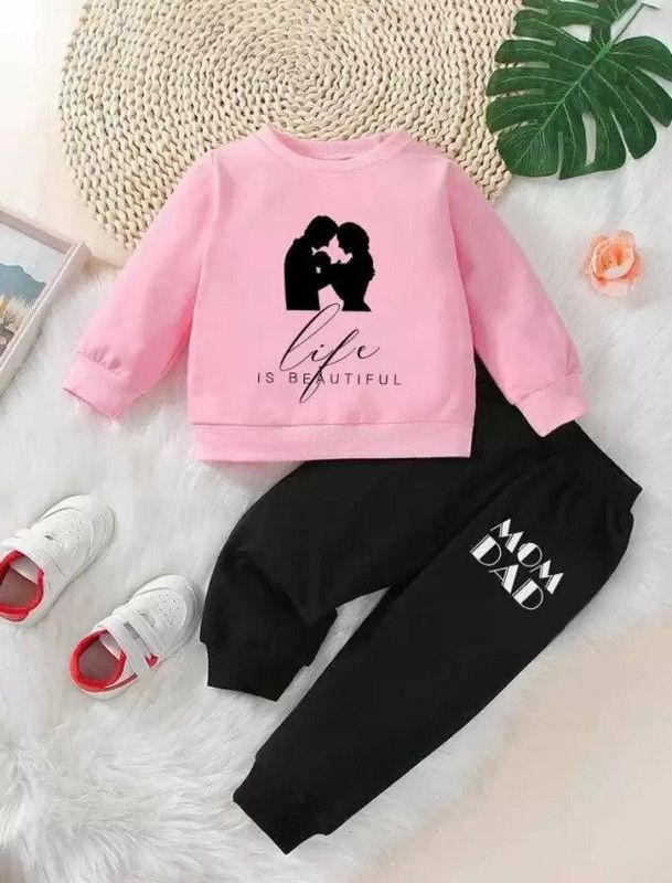 Baby Boys & Baby Girls Steffi Love Casual Sweatshirt Track Pants  (Pink)