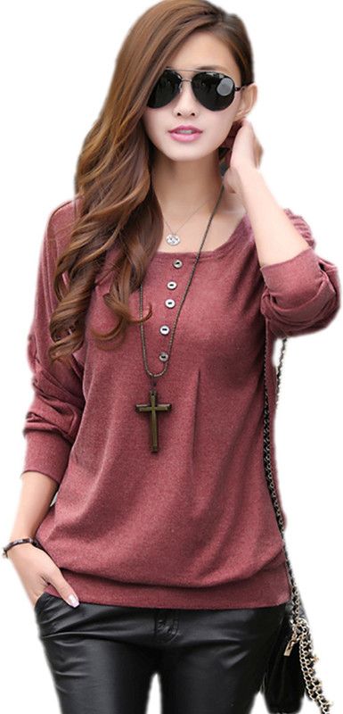 Beach Wear Balloon Sleeve Solid Women Red Top