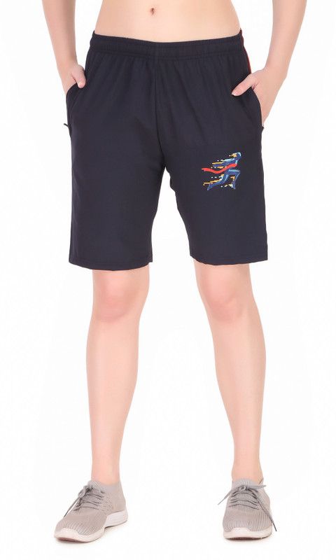 Solid Women Dark Blue Regular Shorts