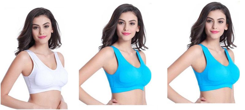 Pack of 3 Women Sports Non Padded Bra  (White, Blue, Blue)