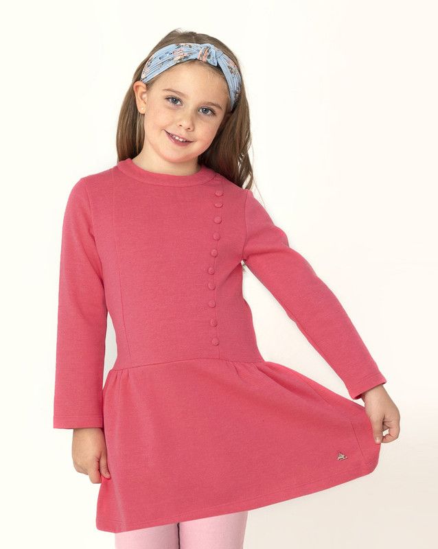 Girls Mini/Short Casual Dress  (Pink, Full Sleeve)