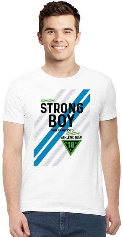 MN-M-ES02 Essential t-shirts for Men Men Printed Round Neck Pure Cotton White T-Shirt