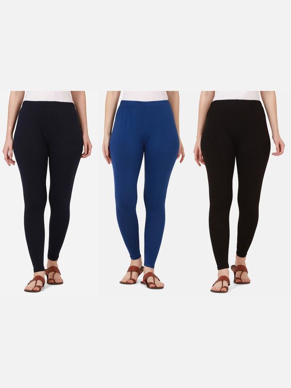 Ankle Length Ethnic Wear Legging  (Dark Blue, Black, Solid)