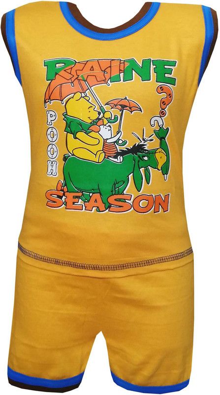 MSV VENTURE Baby Boys & Baby Girls Casual T-shirt Shorts  (Yellow)