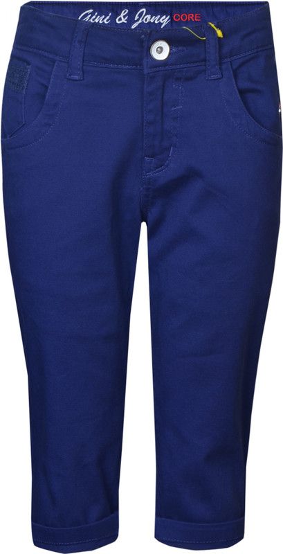Capri For Girls Casual Woven Cotton Blend  (Blue Pack of 1)