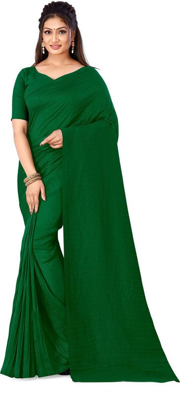 Color Block Bollywood Art Silk Saree  (Green)