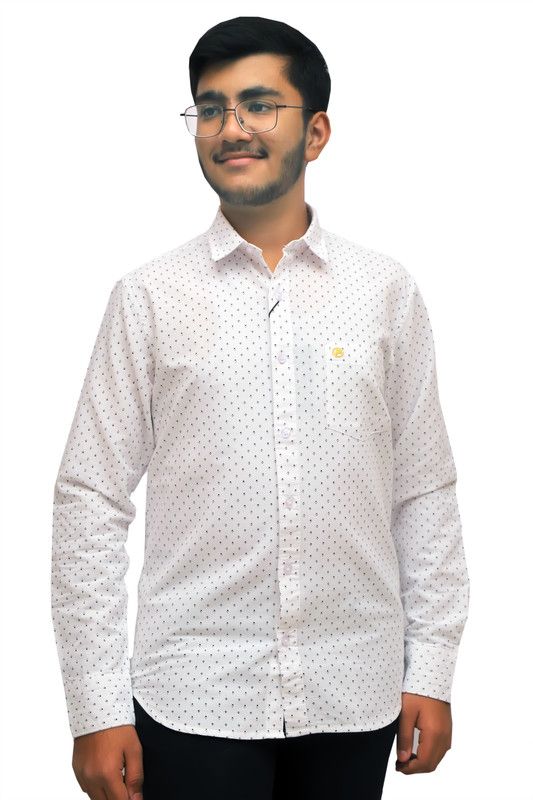 Men Polka Print Casual Black, White Shirt