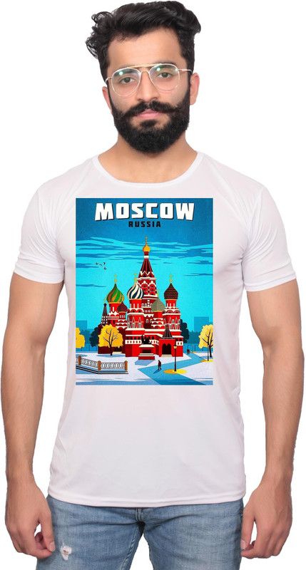 NNCPL--1701163 -M Men Graphic Print Round Neck Polyester White T-Shirt