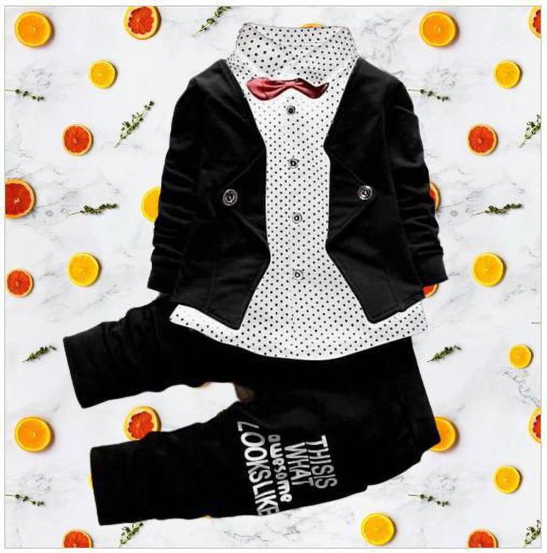 Baby Boys & Baby Girls Party(Festive) Jacket Pant, Shirt  (Black)