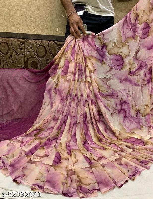 Printed Fashion Art Silk Saree  (Purple, Green)