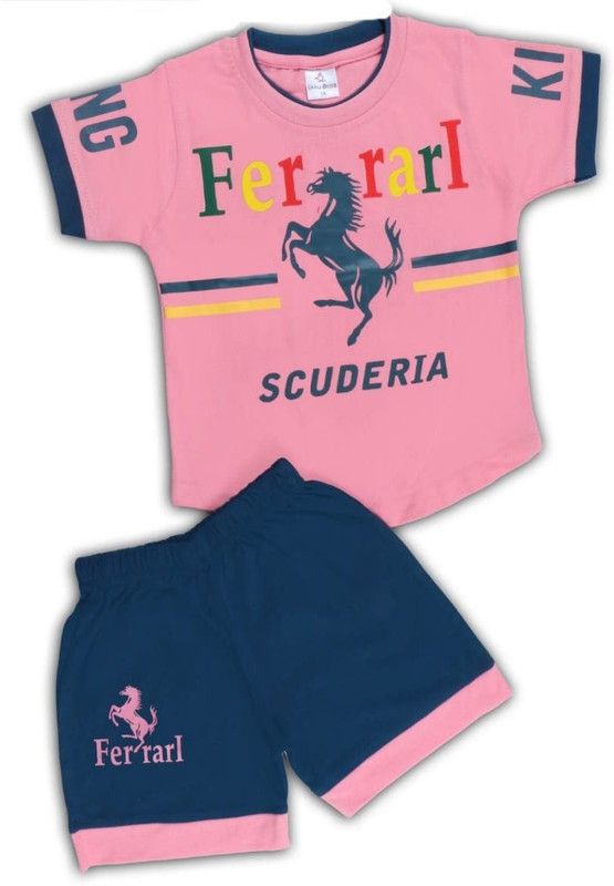 Boys & Girls Party(Festive) T-shirt Pant  (Pink)