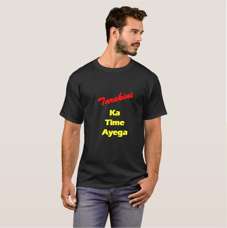 Tarakini Apna Time Ayega V01 Men Printed Round Neck Cotton Blend Red, Black, Yellow T-Shirt
