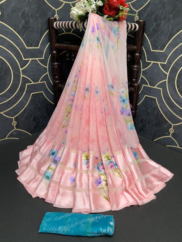Printed Daily Wear Georgette Saree  (Pink)