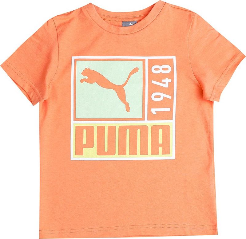 1948 Graphic Tee B Boys Graphic Print Cotton Blend T Shirt  (Orange, Pack of 1)