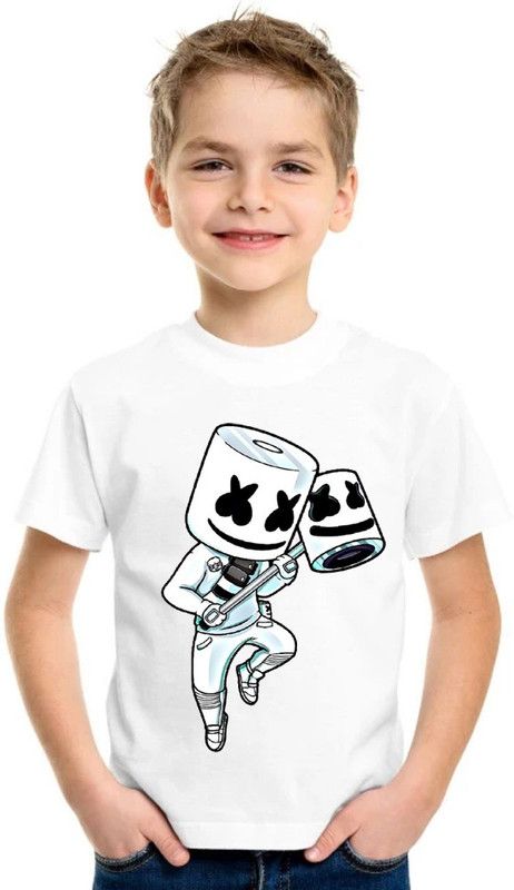 Baby Boys Graphic Print Cotton Blend T Shirt  (White, Pack of 1)